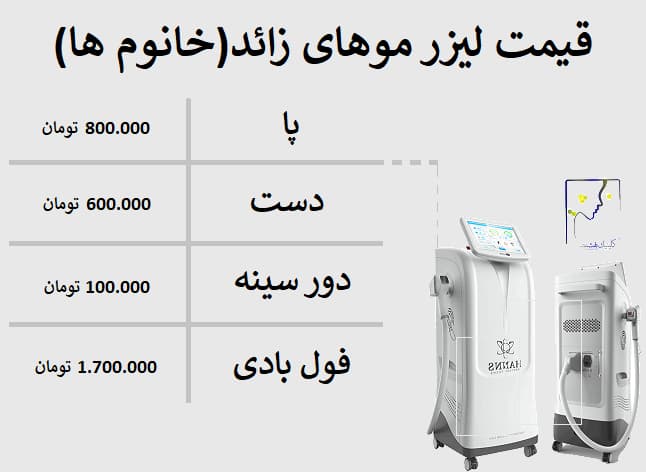 قیمت لیزر موهای زائد(خانوم ها)